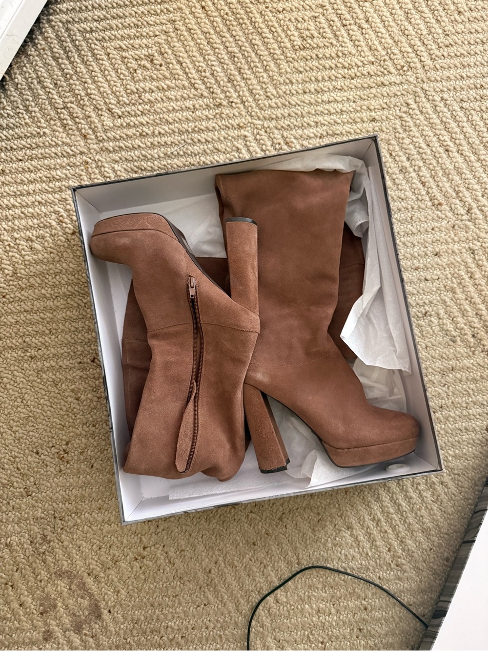 Jeffrey Campbell Brown Suede Over-the-Knee Platform Boots